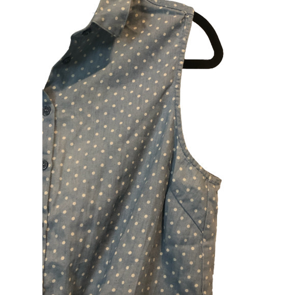 NWOT L'Atiste by Amy Blue White Polka Dot Sleeveless Collared Tie Knot Tank - Picture 3 of 8